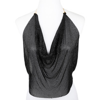 RHINESTONE MESH CAMISOLE TOP BODY CHAIN NECKLACE